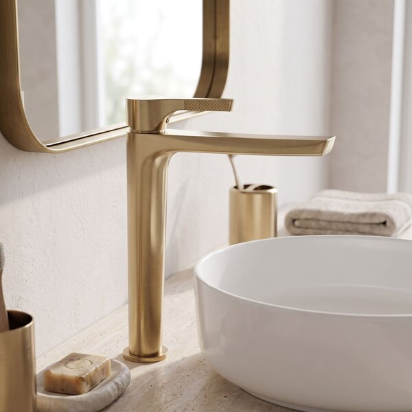 Bathroom faucet PREMIUM Rea Maxim Brush Gold High