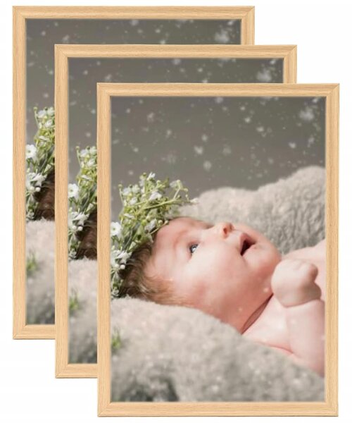 Photo Frames Collage 3 pcs for Table Light Oak 10x15 cm