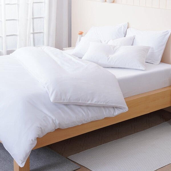Ella Cotton - White Duvet Cover, Fitted Sheet & Pillowcases Set, King Size