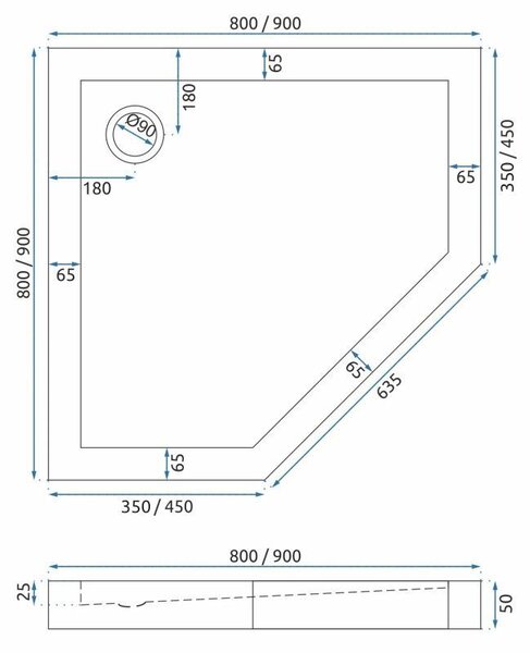 Shower enclosure DIAMOND 90x90 COPPER BRUSH