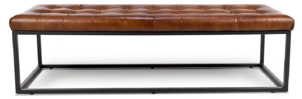 Carmel Wooden Dining Bench With Leather Seat In Tan