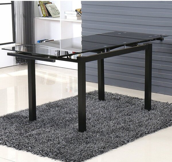 Helena Large Glass Extending Dining Table In Black