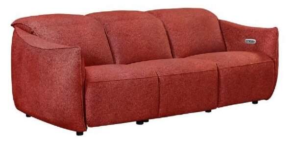 Leiria Fabric Recliner 3 Seater Sofa In Ruby