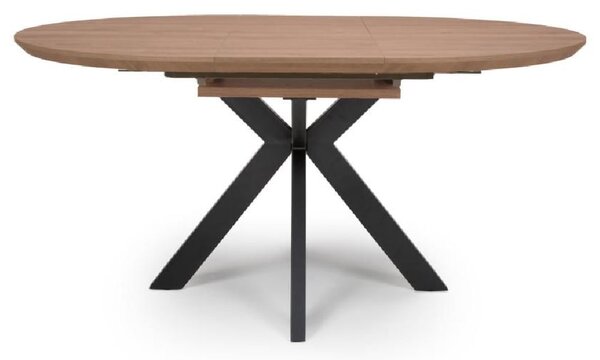 Malone Wooden Extending Round Dining Table In Light Walnut