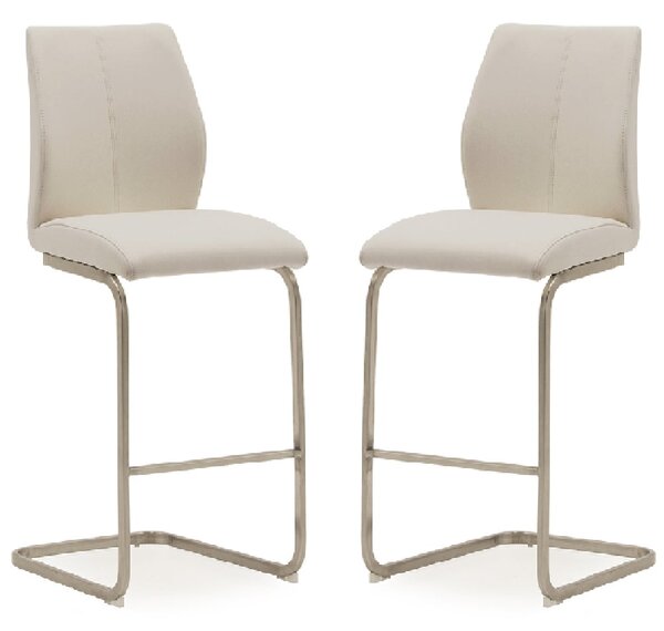 Ithaca Taupe Faux Leather Bar Chairs With Chrome Base In Pair