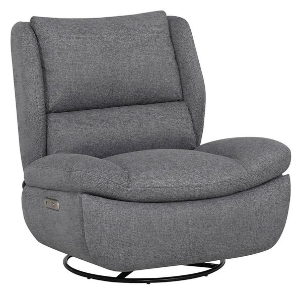 Fontana Fabric Electric Reclining Swivel Chair In Grey