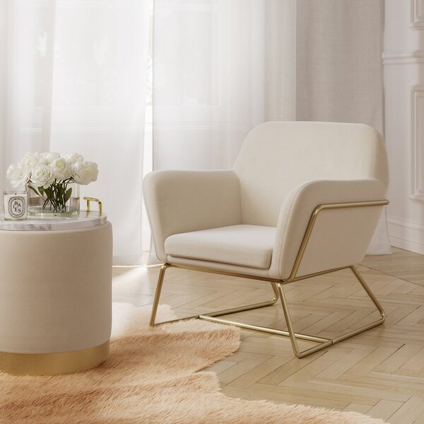 Charles Velvet Armchair Cream