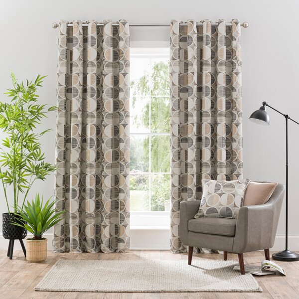 Cai Circle Jacquard Eyelet Curtains Natural