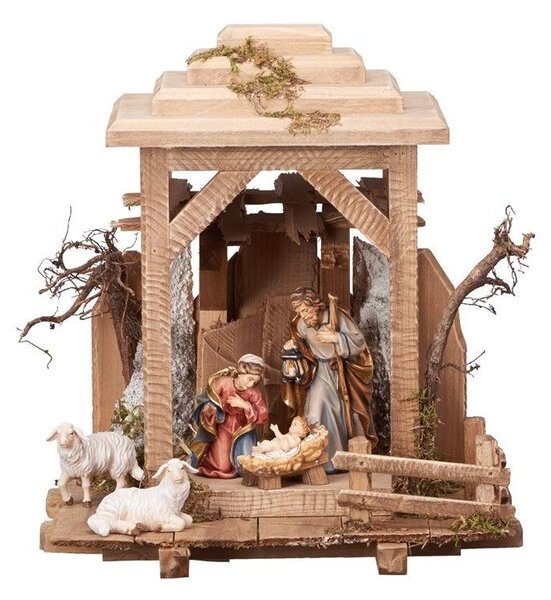 Wooden Lantern with 6 figures - Lantern Holy Night