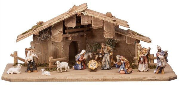 Nativity scene MA with 13 figures and Stable Holy Night