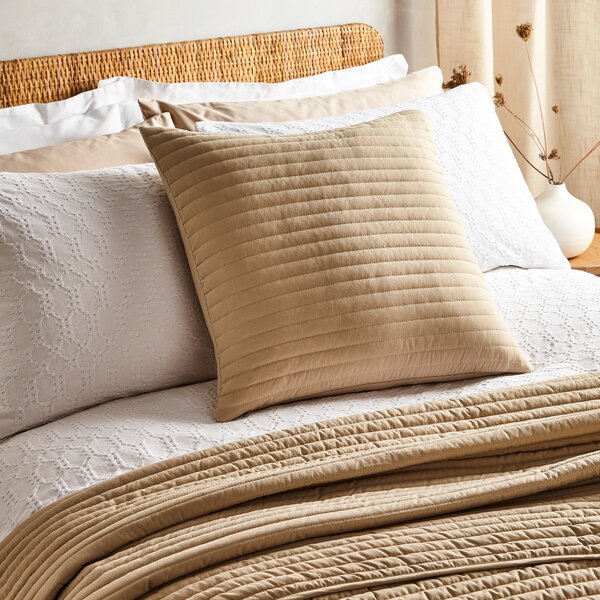 Bianca Quilted Lines Square Cushion Natural
