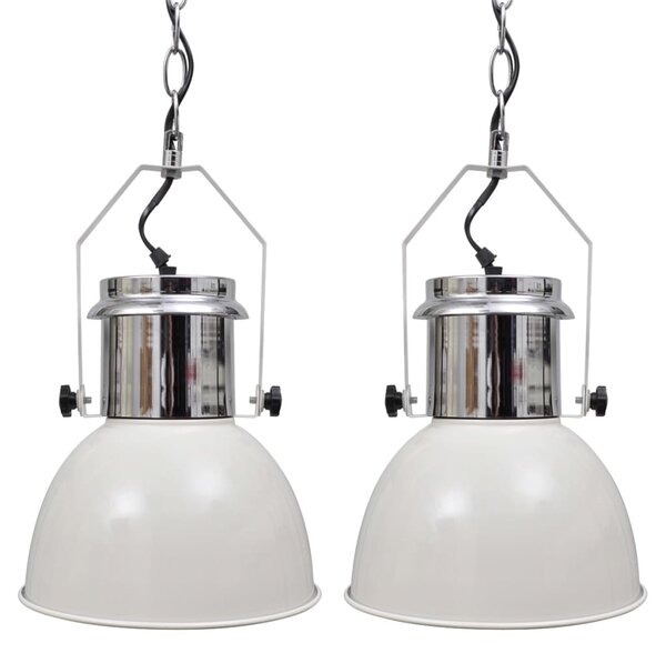 Ceiling Lamp 2 pcs Height-adjustable Modern White Metal