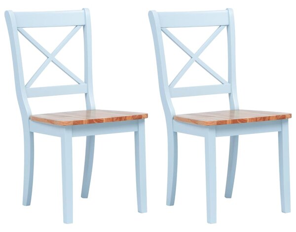 Dining Chairs 2 pcs Grey and Light Wood Solid Rubber Wood