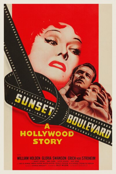 Fine Art Print Sunset Boulevard (Vintage Cinema / Retro Movie Theatre Poster / Iconic Film Advert), (26.7 x 40 cm)