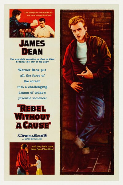Fine Art Print Rebel without a cause, Ft. James Dean (Vintage Cinema / Retro Movie Theatre Poster / Iconic Film Advert), (26.7 x 40 cm)