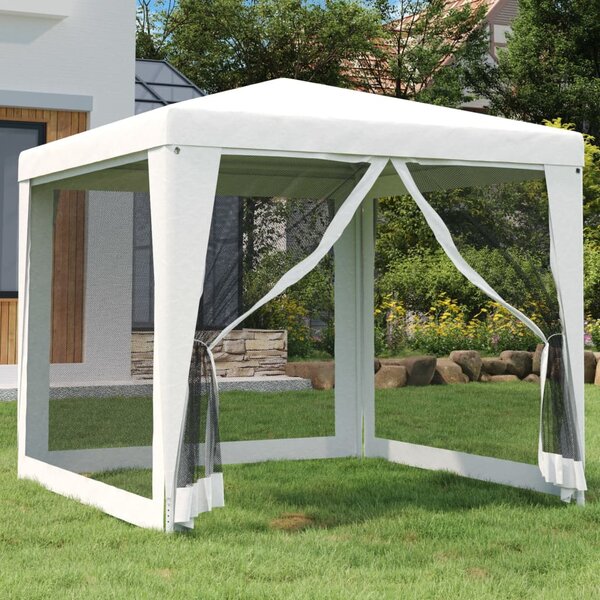 Party Tent with 4 Mesh Sidewalls 2.5x2.5 m White