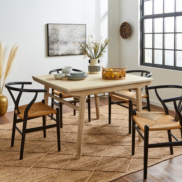 Laila 4 Seater Square Extendable Dining Table, Mango Wood White