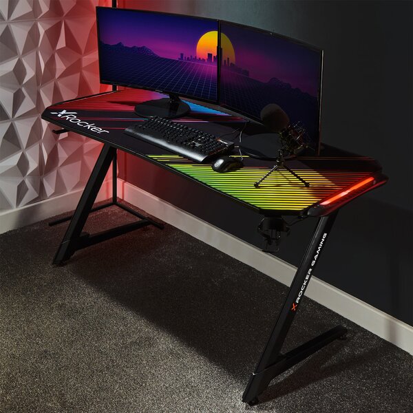 X Rocker Jaguar Neo Motion LED Esports Gaming Desk Black