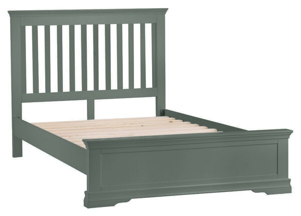 Florence Sage Green Painted Double Bed Frame Low Panelled Footboard