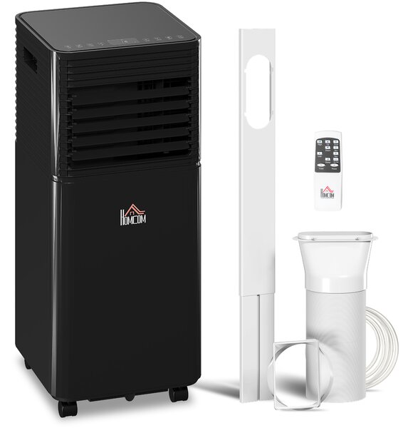 HOMCOM 9000 BTU 4-In-1 Compact Portable Mobile Air Conditioner Unit Cooling Dehumidifying Ventilating w/ Fan Remote LED 24h Timer, Black Aosom UK