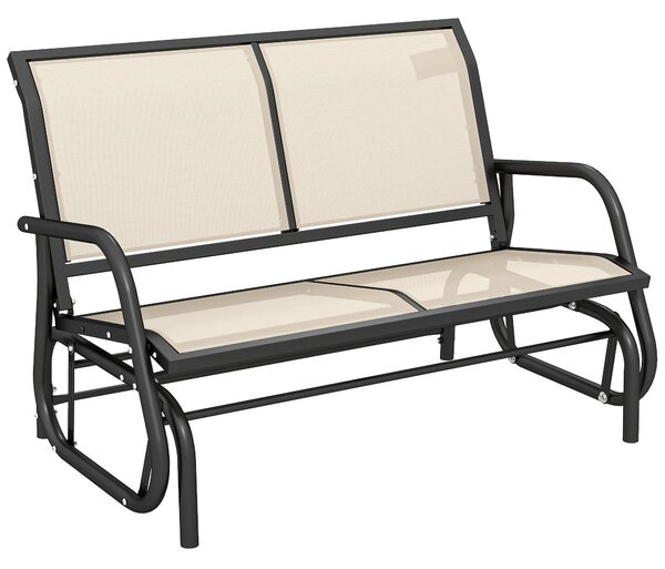 Outsunny Gliding Patio Loveseat: Double Swing Bench for Alfresco Seating, Powder-Coated Steel Frame, Beige Aosom UK