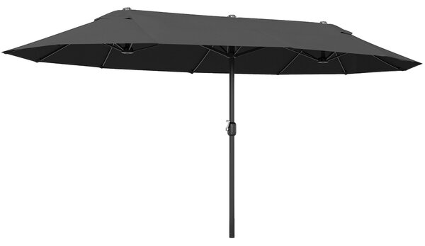 Outsunny Waterproof 4.6m Double-Sided Patio Parasol Sun Umbrella-Black Aosom UK