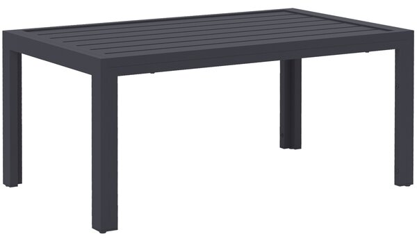 Outsunny Outdoor Side Table, Rectangular Patio Coffee Side Table with Steel Frame and Slat Tabletop for Garden, Balcony, Grey