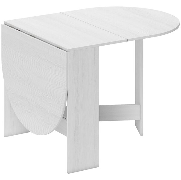 HOMCOM Folding Dining Table, Drop Leaf Table for Small Spaces, Oval Tabletop for Dining Room, Ash Wood-Effect