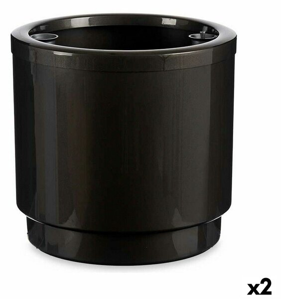 Self-watering flowerpot Ibergarden 4138-ANT Anthracite polypropylene 38 x 37,5 x 38 cm 38 x 37 x 38 cm (2 Units)
