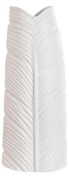 Vase Home ESPRIT White Stoneware Tropical Leaf of a plant 21 x 10 x 50 cm
