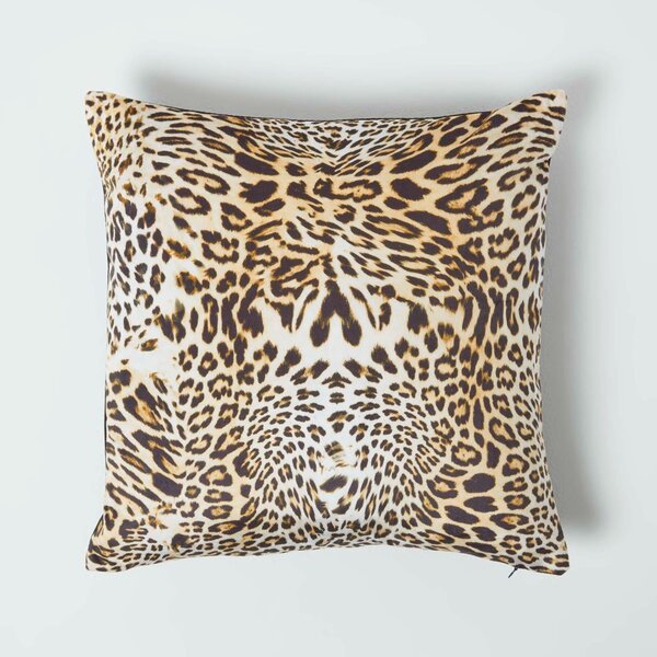 Homescapes Leopard Print Velvet Cushion 46 x 46 cm