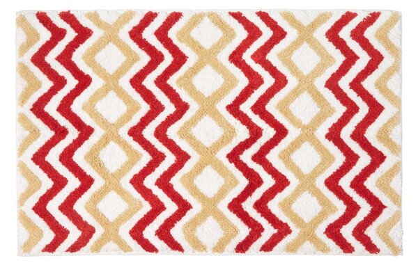 Orange, Mustard & White 100% Cotton Chevron Non-Slip Bath Mat