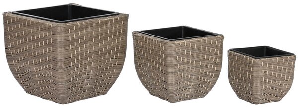Set of Planters Home ESPRIT polypropylene Rattan 40 x 40 x 36 cm