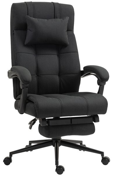 Vinsetto Executive Office Chair with Footrest, Headrest Pillow, Office Desk Chair with Reclining Backrest, Swivel Wheels, Black Aosom UK