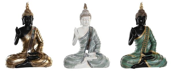 Decorative Figure DKD Home Decor 19 x 10 x 26,5 cm Blue Golden Buddha Green Oriental (3 Pieces)