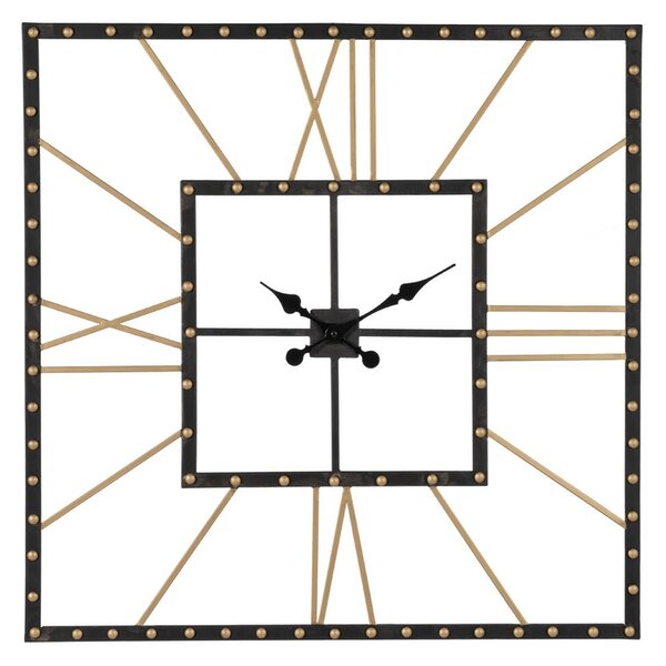 Wall Clock Black Golden Iron 80 x 3,5 x 80 cm