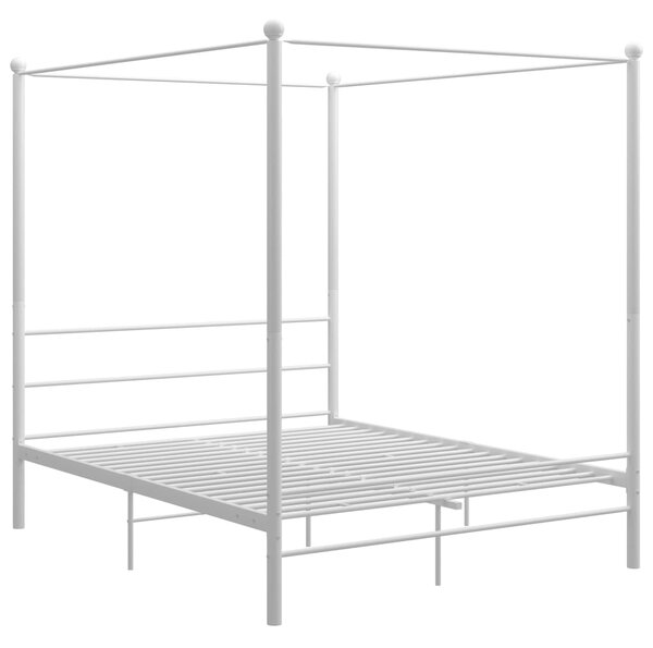 Bed Frame with Canopy without Mattress White 160x200 cm Metal