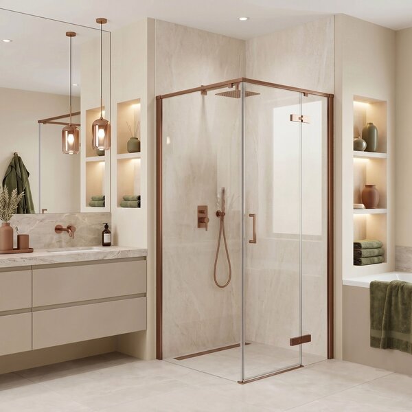 Shower enclosure Rea Bruno 90x90 Brush Copper
