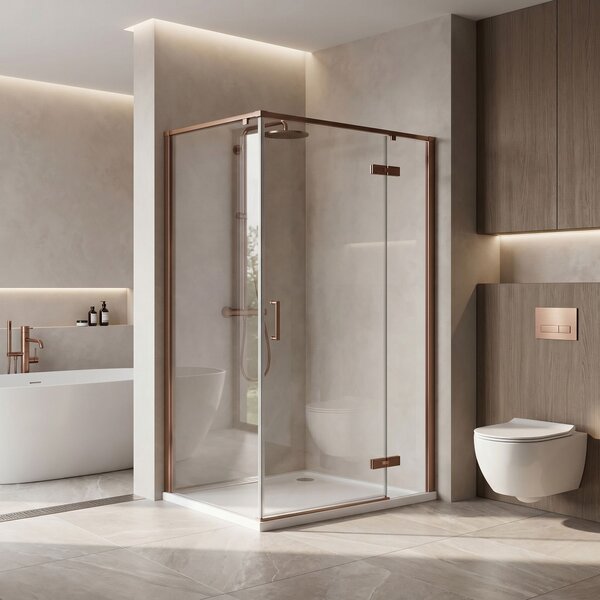 Shower enclosure Rea Bruno 100x80 Brush Copper