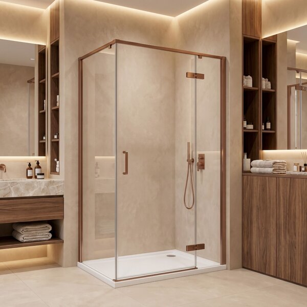 Shower enclosure Rea Bruno 100x80 Brush Copper