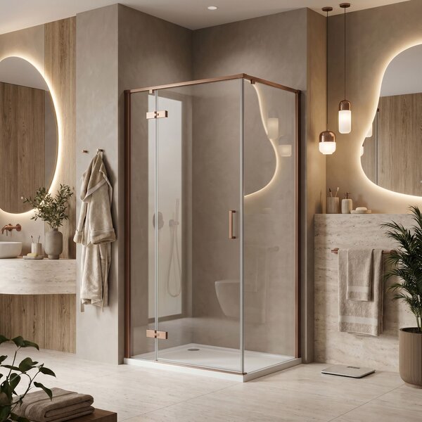 Shower enclosure Rea Bruno 100x80 Brush Copper