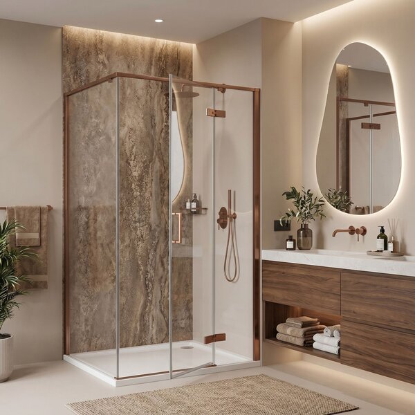 Shower enclosure Rea Bruno 100x80 Brush Copper