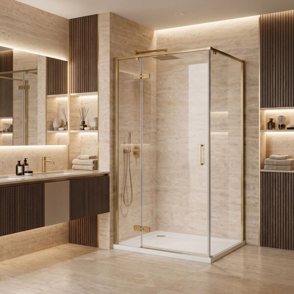 Shower enclosure Rea Bruno 120x90 Brush Gold