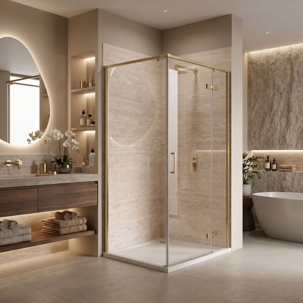Shower enclosure Rea Bruno 100x80 Brush Gold