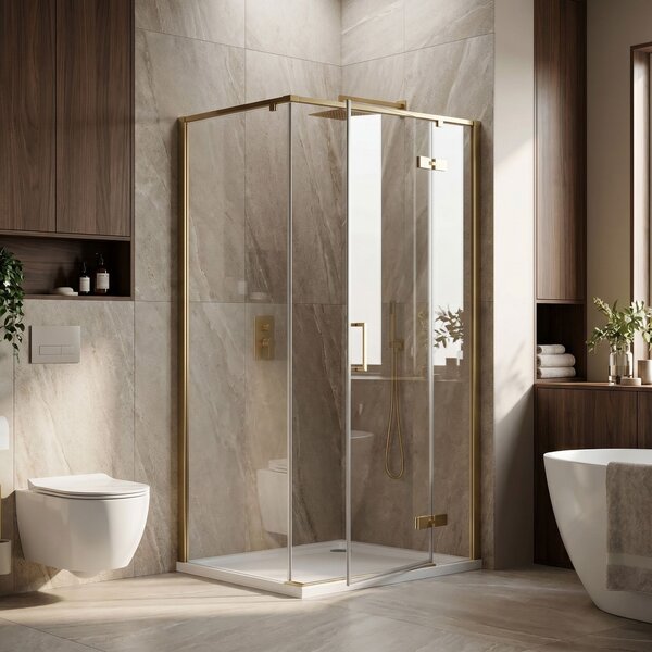 Shower enclosure Rea Bruno 120x90 Brush Gold