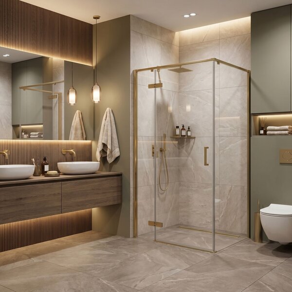 Shower enclosure Rea Bruno 120x90 Brush Gold