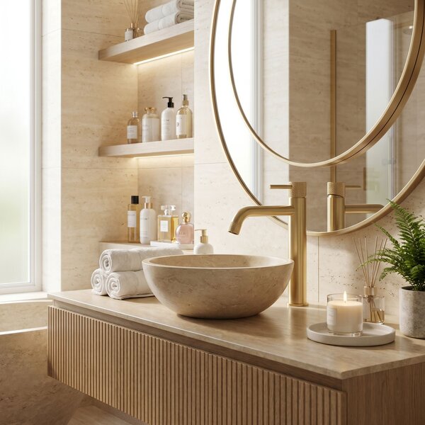 Bathroom faucet Rea Venti Brush Gold High