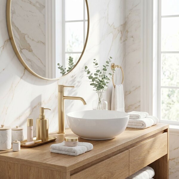 Bathroom faucet Rea Venti Brush Gold High