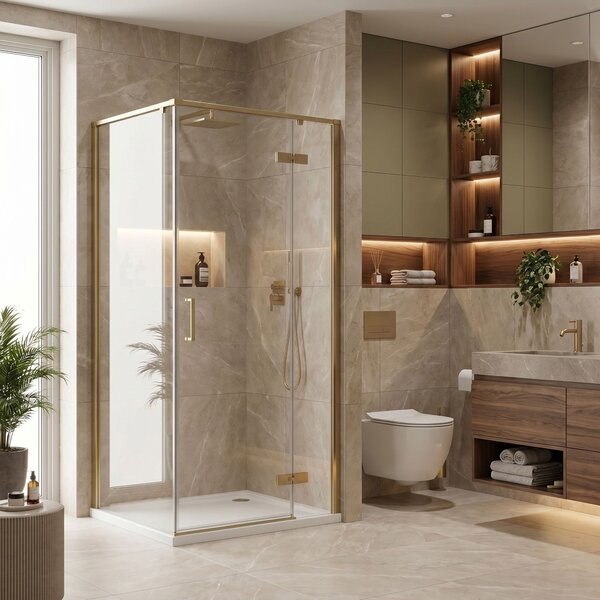Shower enclosure Rea Bruno 90x90 Brush Gold