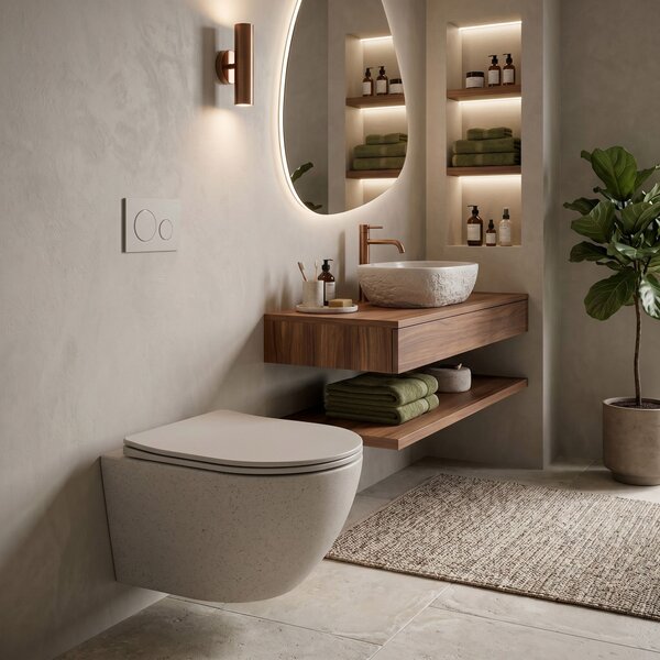 Toilet bowl REA Carlo Mini Rimless Ecru